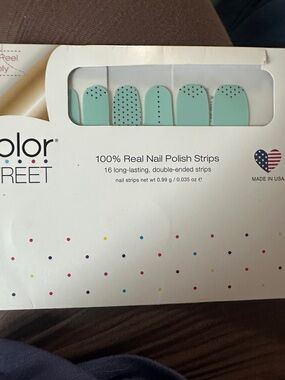 Color Street I’ve Dot a Feeling Mint Green Nail Strips with Black Dot Accent
